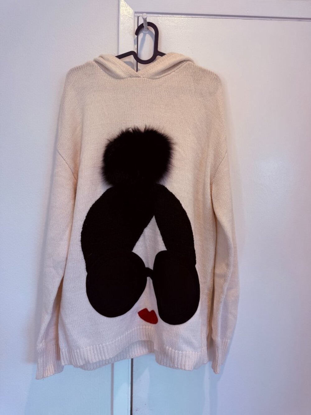 Alice + Olivia Oscar Staceface Knit Hoodie — Showroom Sample, Cream